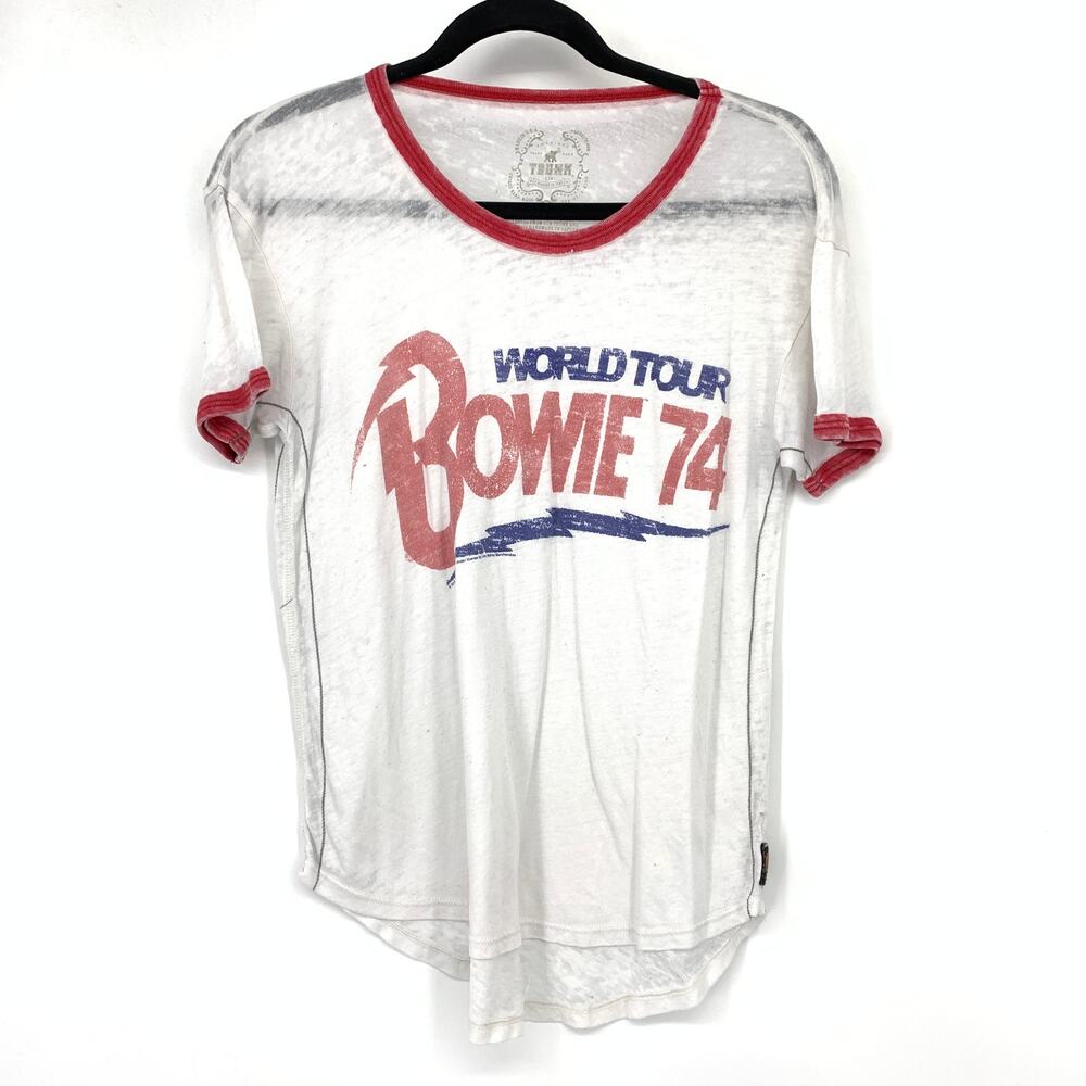 Trunk Ltd Short Sleeve Ringer T-Shirt S Bowie World Tour Band Graphic Distressed